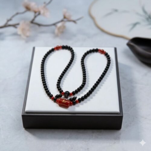 11 D64 Crimson & Ebony Double Loop Necklace (Random Style)