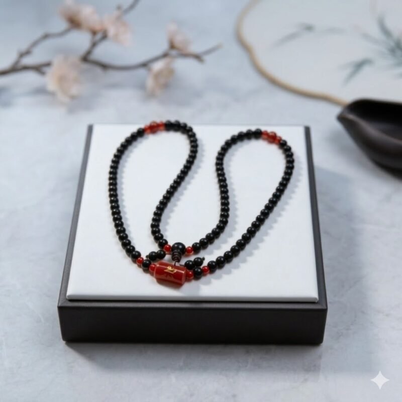 11 D64 Crimson & Ebony Double Loop Necklace (Random Style)